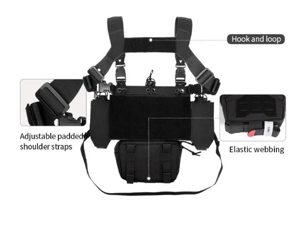 Chest rig with admin and abdominal pouch