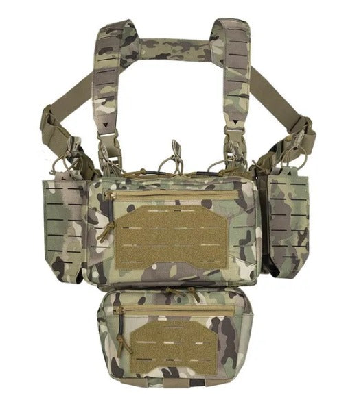 Chest rig with admin and abdominal pouch